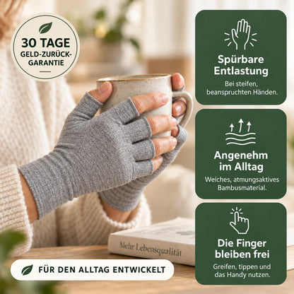 HandCalm™ Kompressionshandschuhe. Weniger Handschmerzen. Weniger Steifheit. Mehr Beweglichkeit.