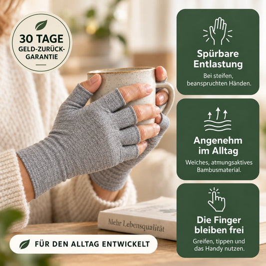 HandCalm™ Kompressionshandschuhe. Weniger Handschmerzen. Weniger Steifheit. Mehr Beweglichkeit.