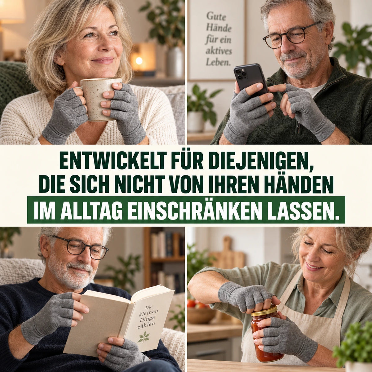HandCalm™ Kompressionshandschuhe. Weniger Handschmerzen. Weniger Steifheit. Mehr Beweglichkeit.